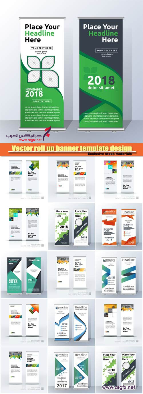 Vector roll up banner template design