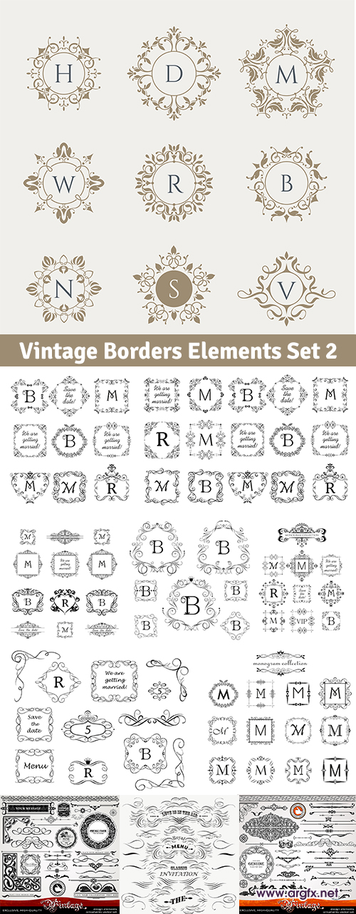 Vintage Borders Elements Set 2