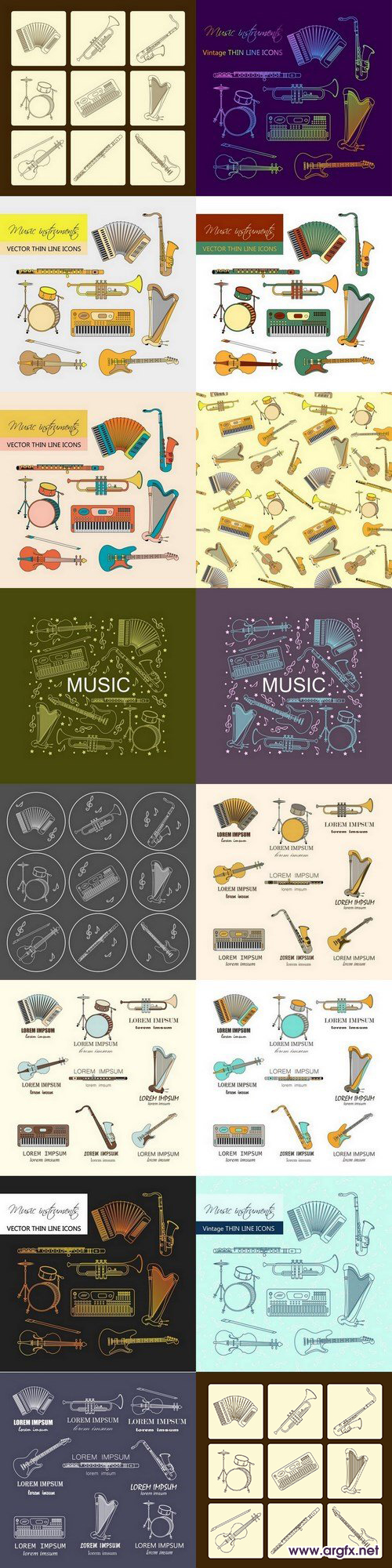 music instruments - 15 EPS Vector Stock