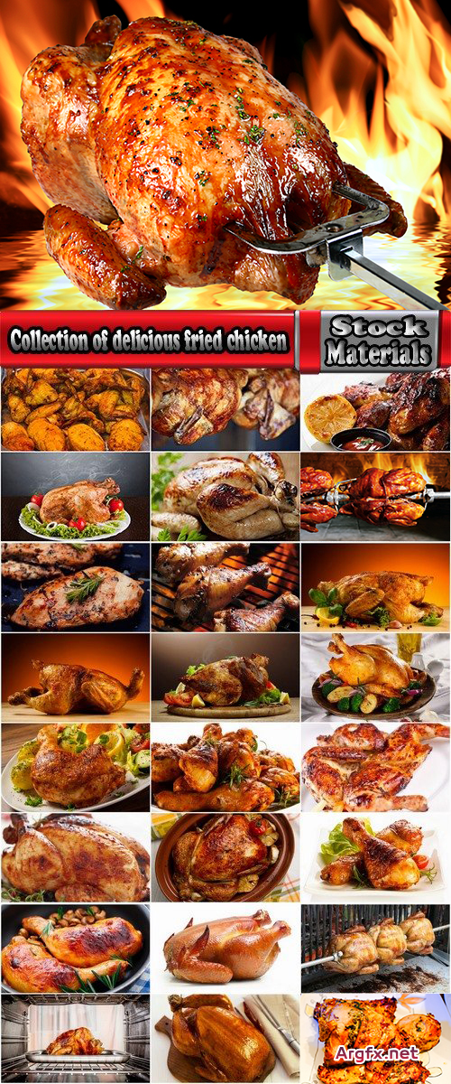  Collection of delicious fried chicken grilled with BBQ seasoning spices fried crust 25 HQ Jpeg