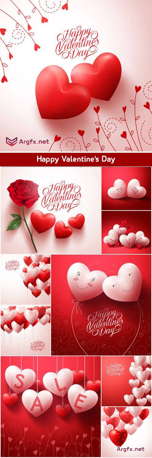  Happy Valentine's Day in the vector backgrounds with hearts and roses