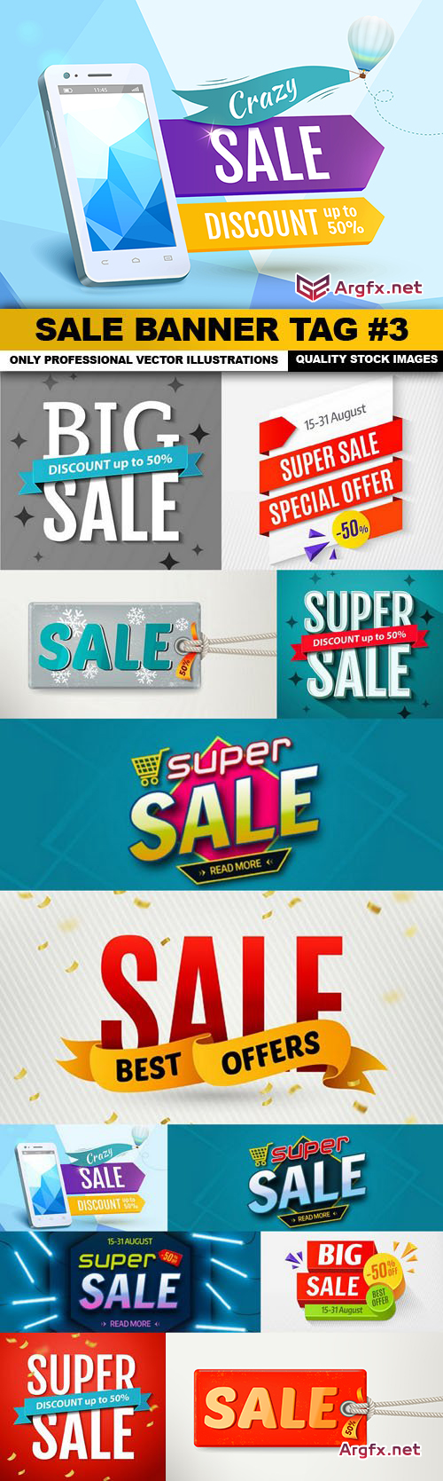  Sale Banner Tag #3 - 12 Vector