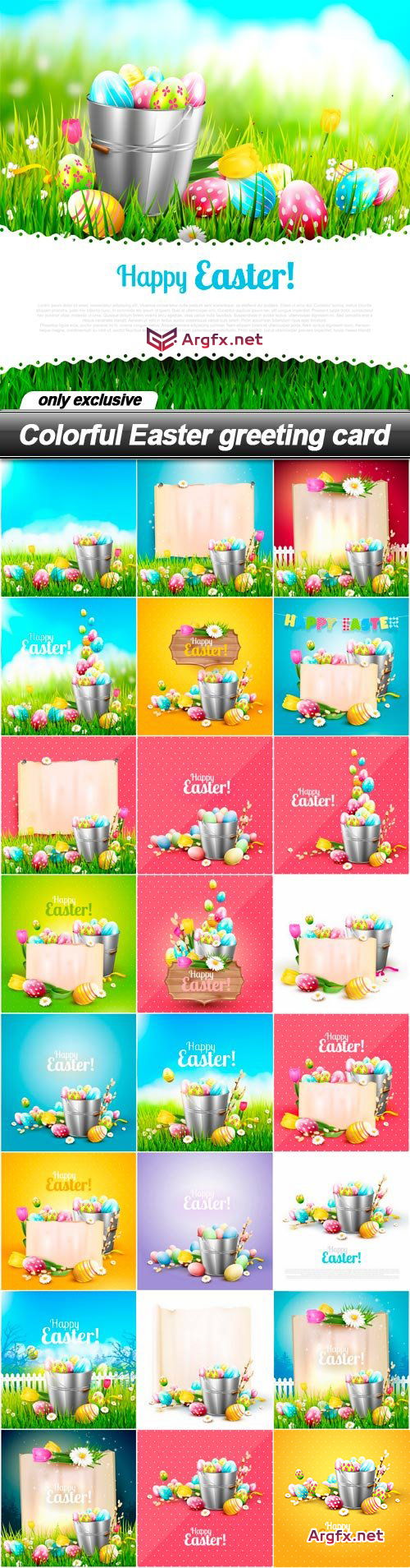  Colorful Easter greeting card - 25 EPS