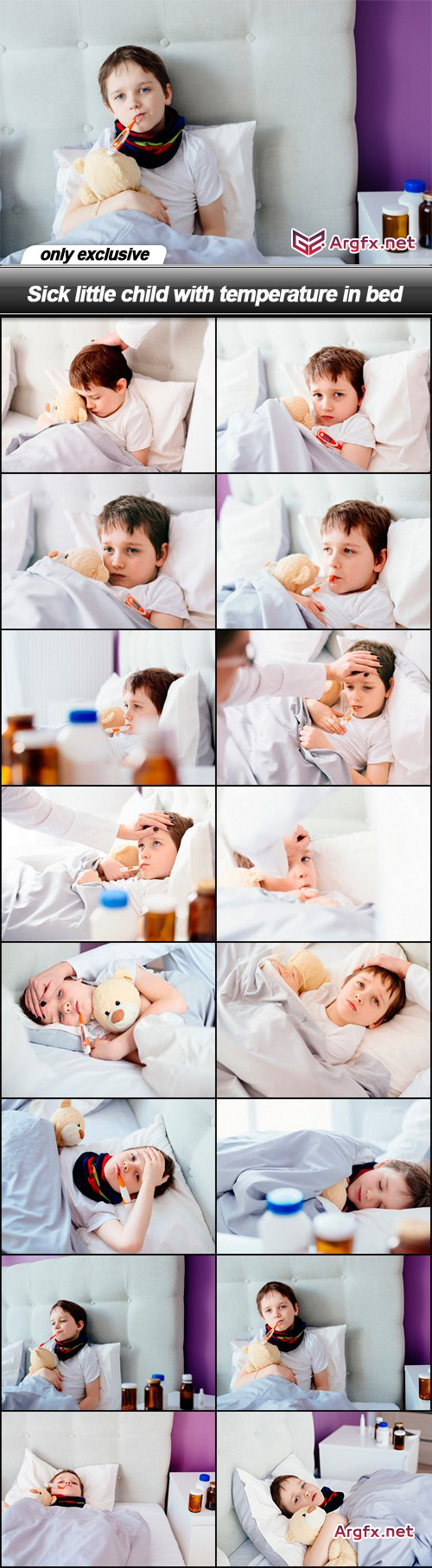  Sick little child with temperature in bed - 16 UHQ JPEG