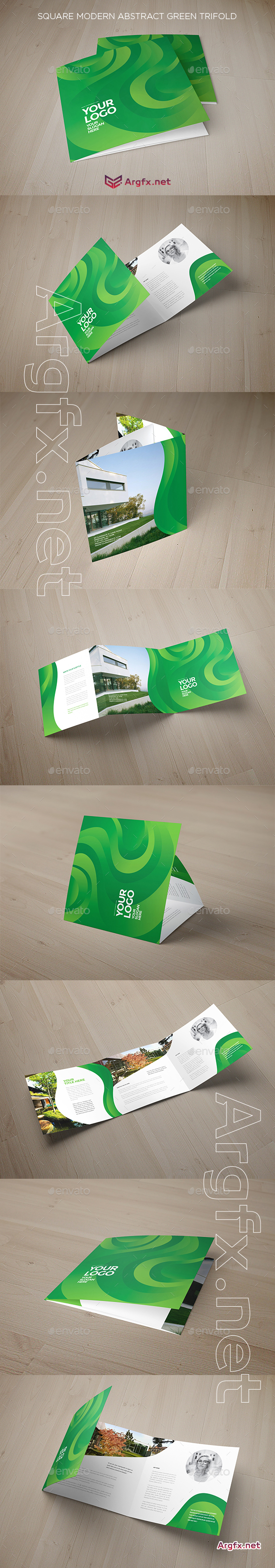 GraphicRiver - Square Modern Abstract Green Trifold 19215341