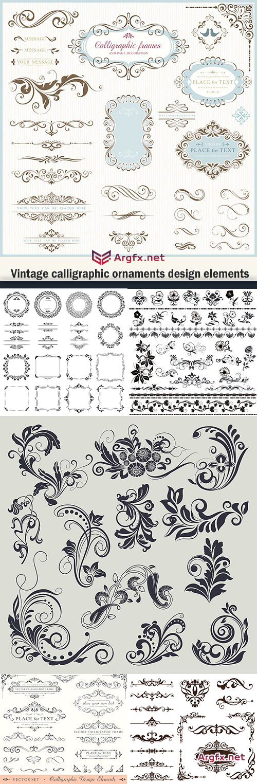 Vintage calligraphic ornaments design elements