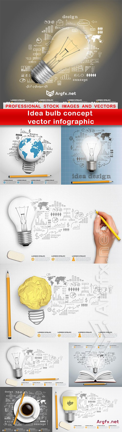  Idea bulb concept vector infographic - 9 EPS