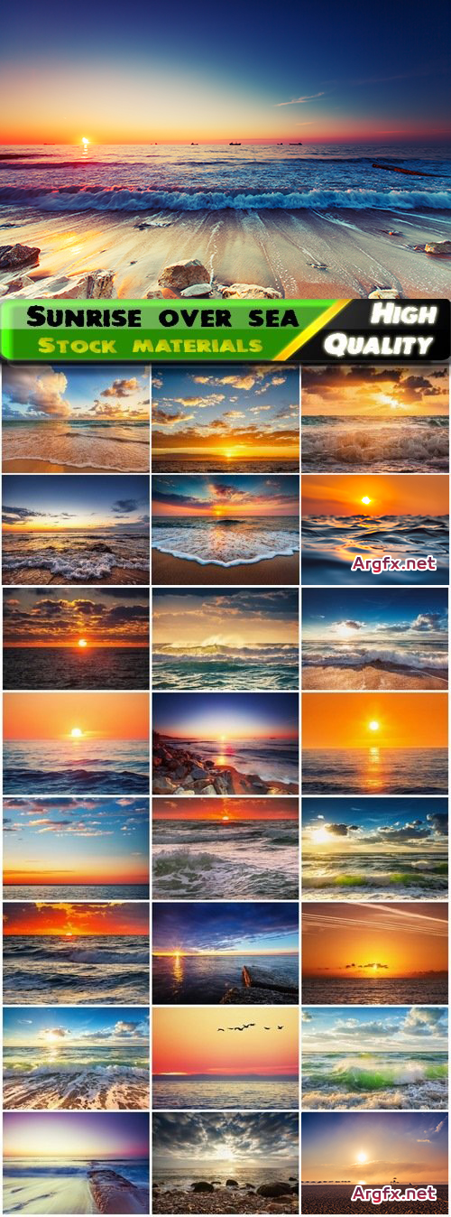 Landscape with sunset and sunrise over sea and ocean - 25 HQ Jpg