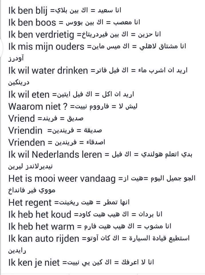معنا 13 جملة مفيدة لتعلم اللغة الهولندية