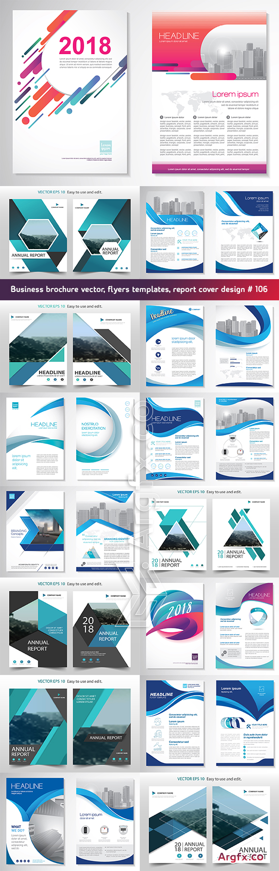  Business brochure vector, flyers templates, report cover design # 106